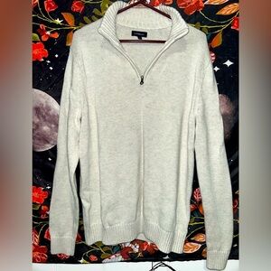 Women's Large White Knit Croft & Barrow Quarter Zip Pullover Jacket